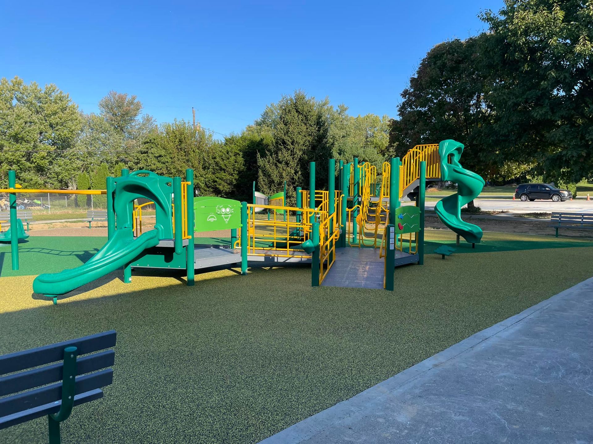 After renovation: Ashley Marie Park in Georgetown, featuring the new all-inclusive playground made possible through contributions from sponsors like 5 Diamond Detailing.