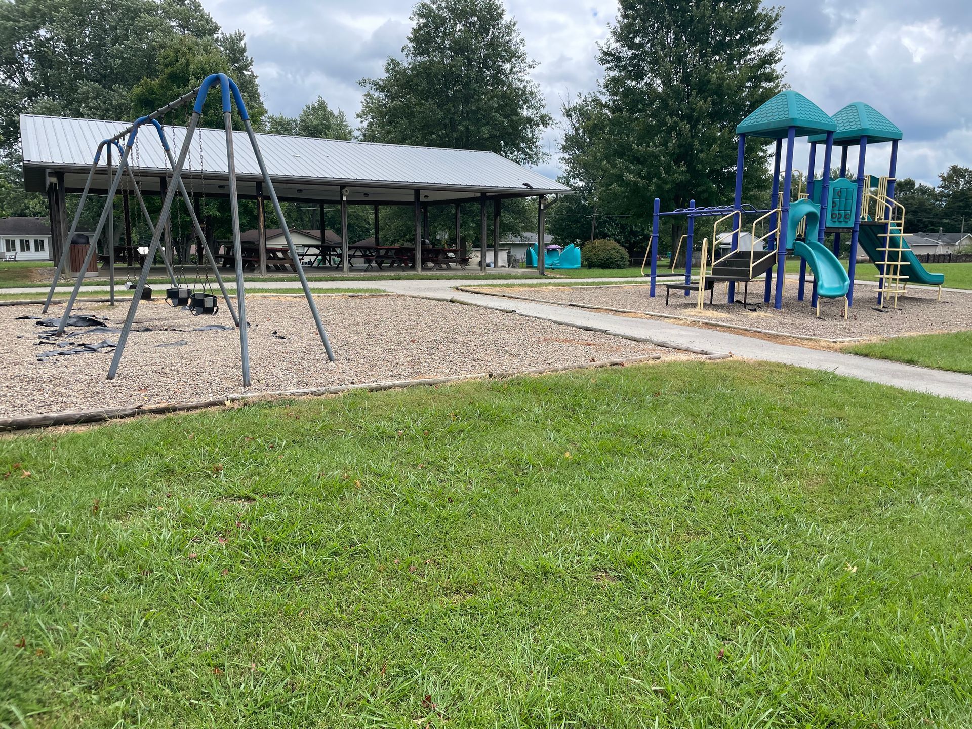 Before renovation: Ashley Marie Park in Georgetown, showcasing its outdated playground prior to the transformation made possible by sponsors like 5 Diamond Detailing.