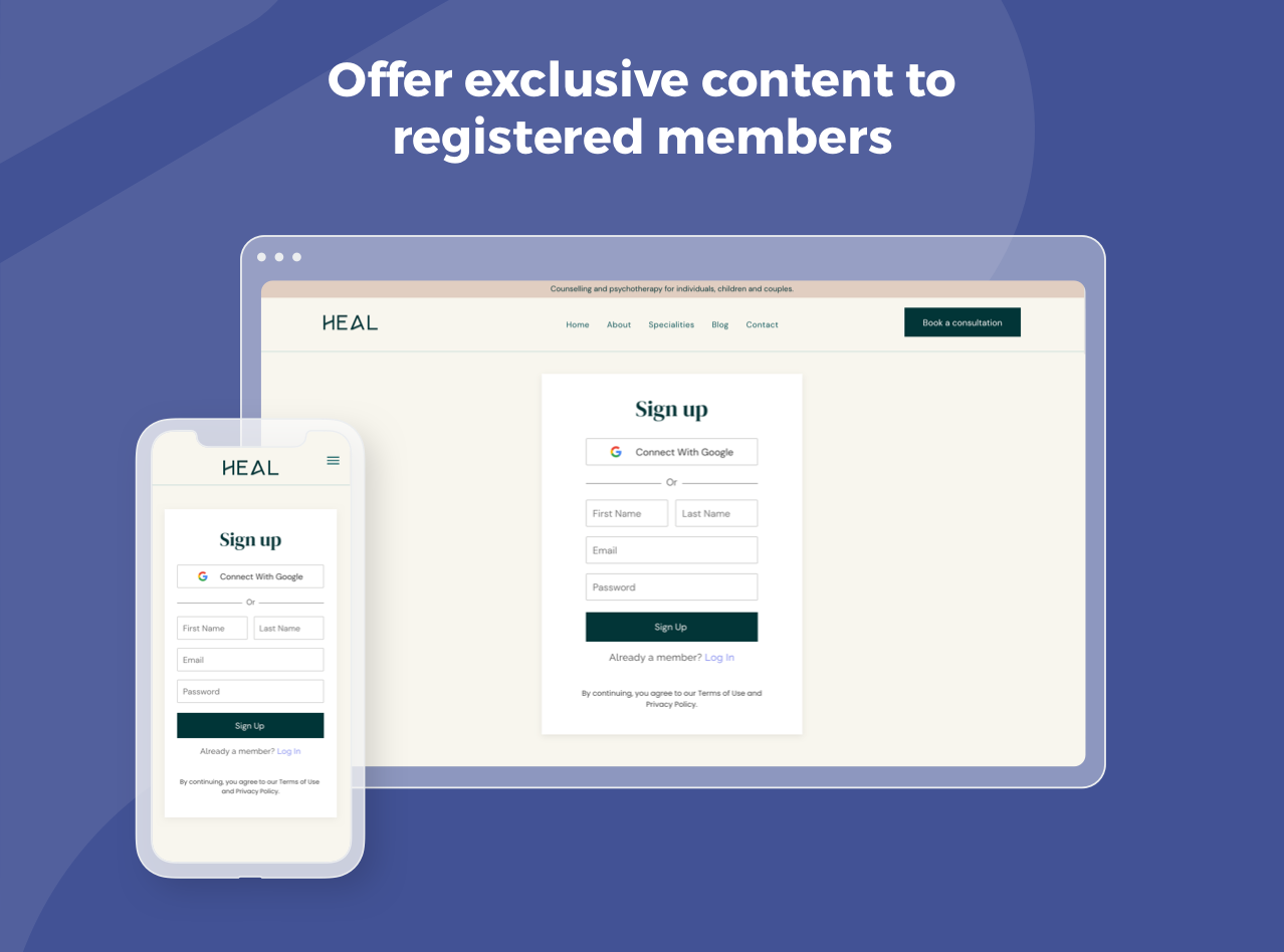 a screenshot of a website that says offer exclusive content to registered members