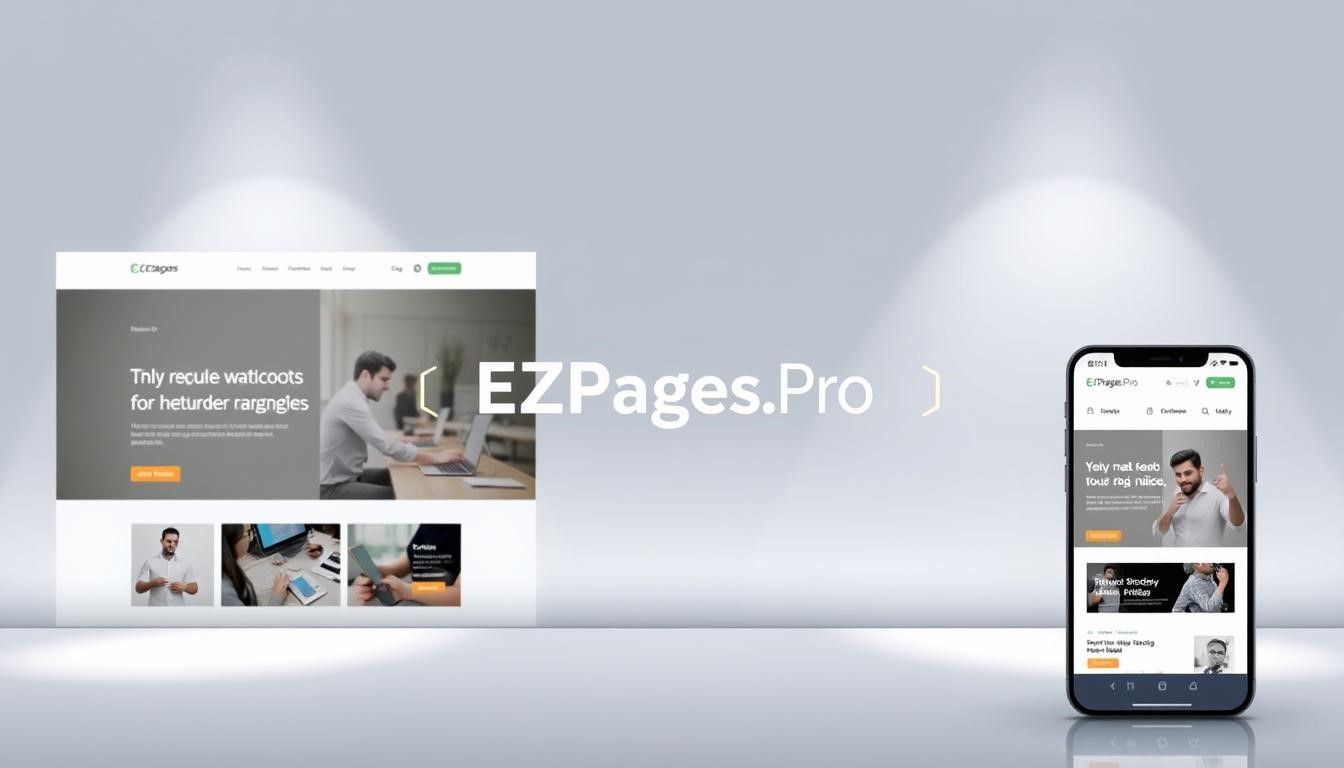 Desktop and mobile mockup showcasing EZPages.Pro website design