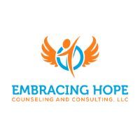 Logo: Orange wings, blue circle around figure,