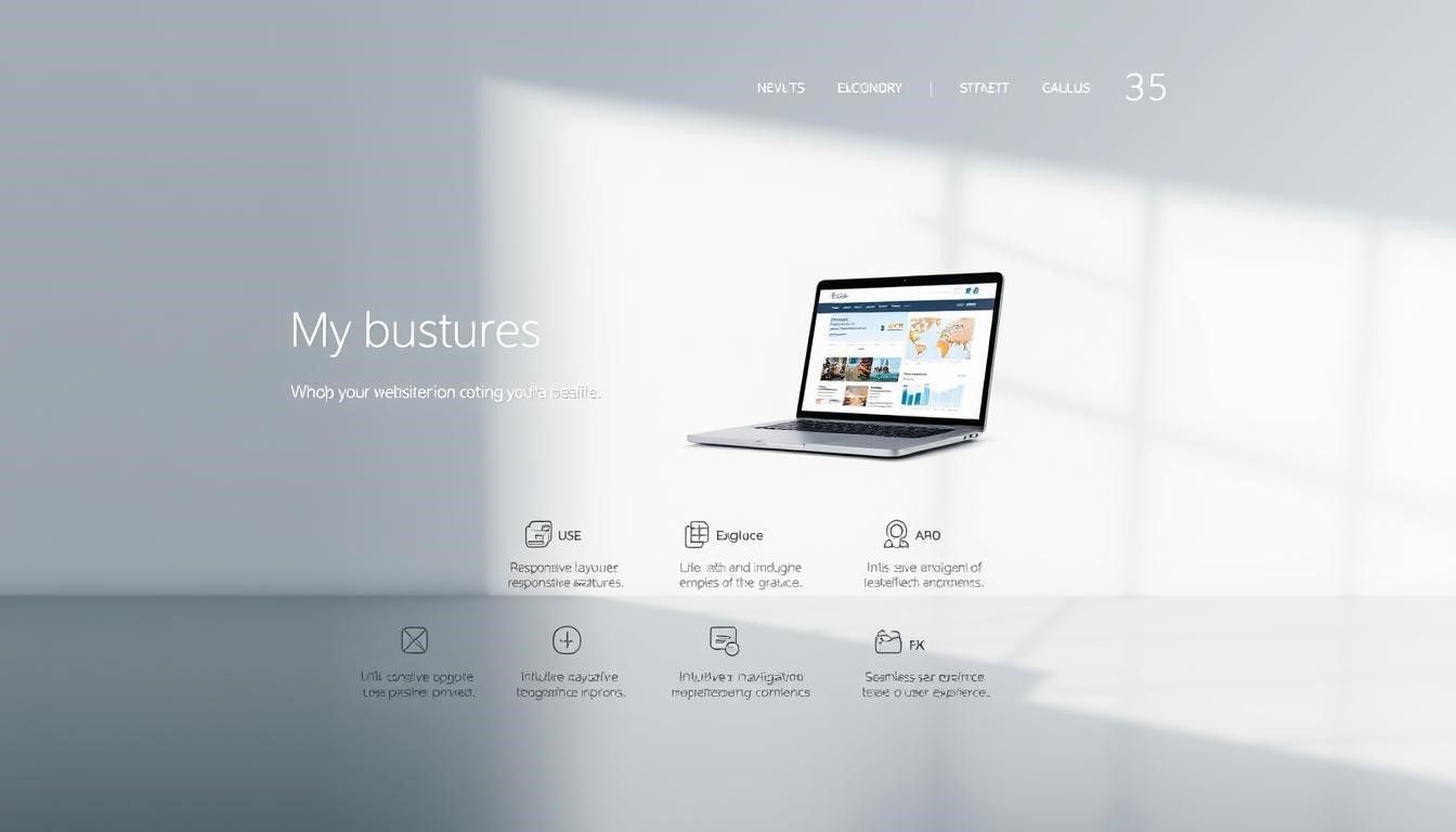 Website hero image: laptop, text
