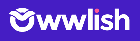 the logo for wwlish is a purple background with white letters and a red circle .