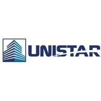 Logo: Blue and white skyscraper icon within a square, next to the word