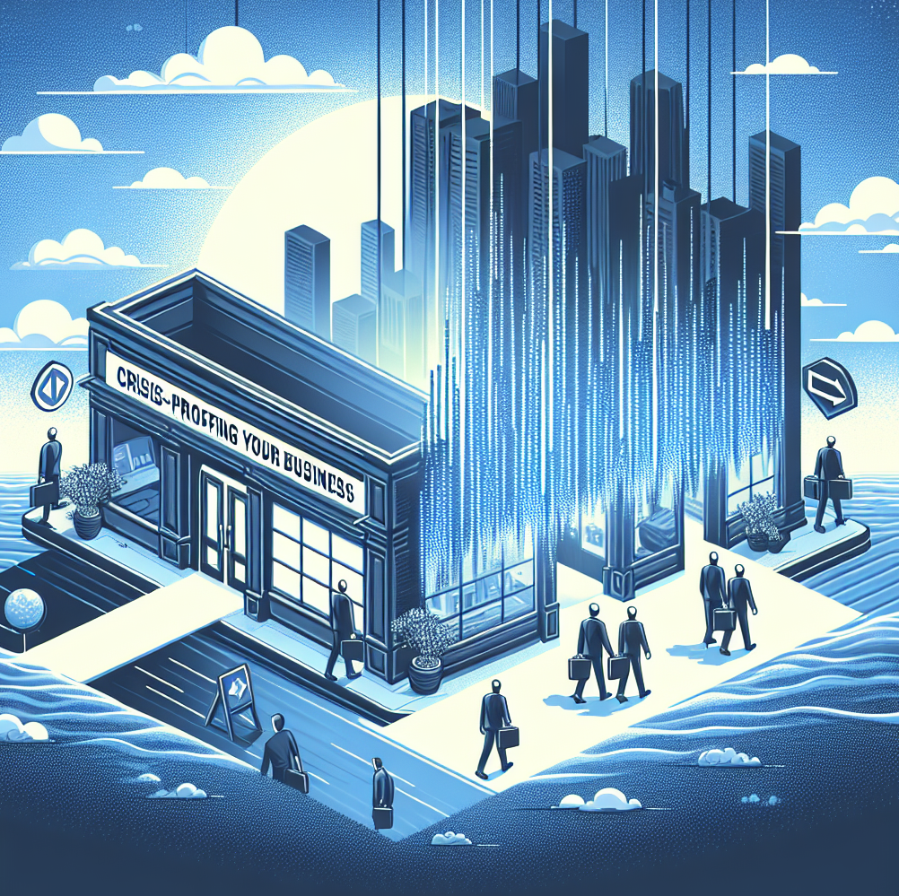 An isometric illustration of a building with a city in the background.