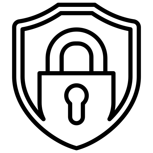 A padlock on a shield free icon