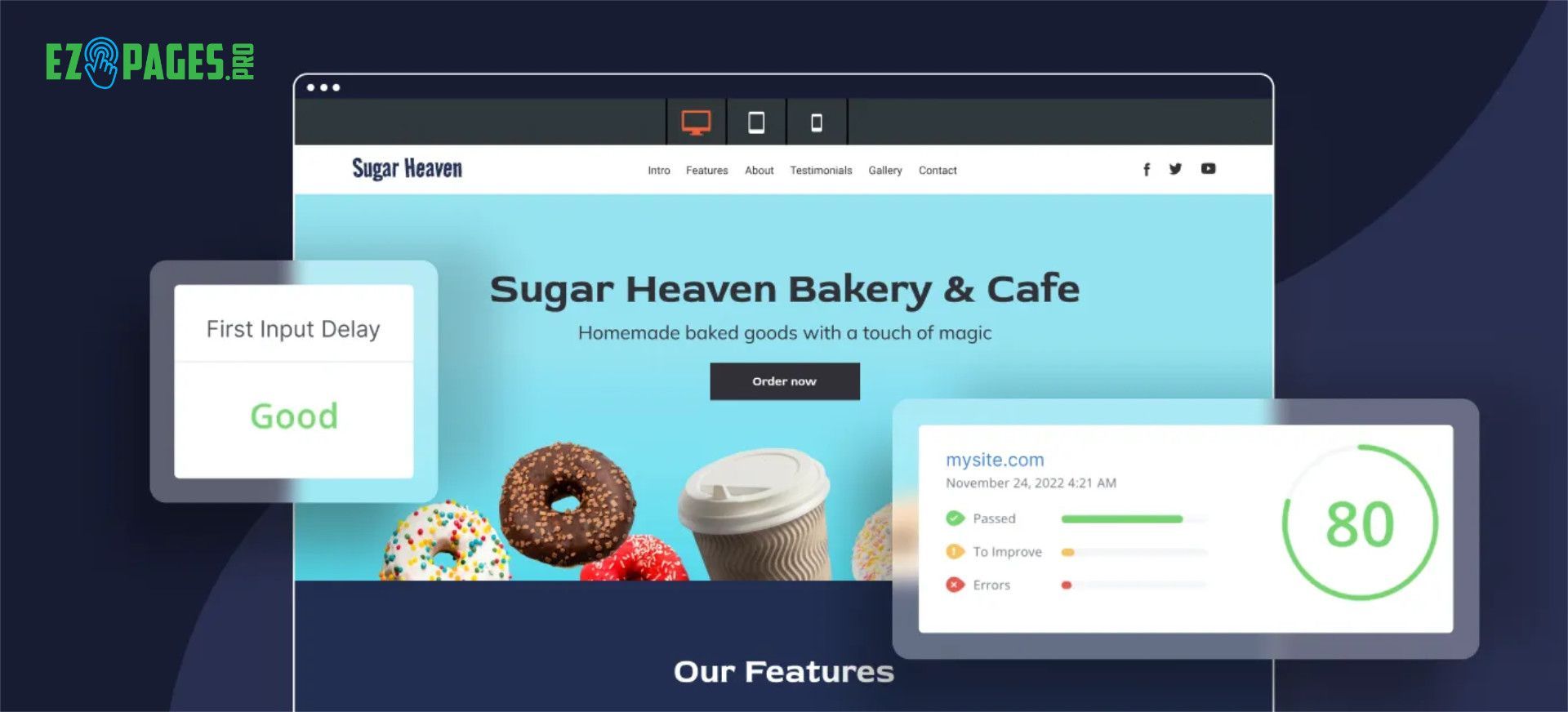 A website for sugar heaven bakery and cafe