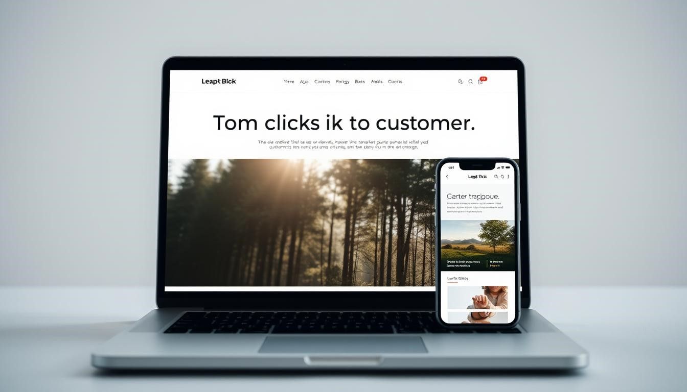 Laptop and phone displaying a website with text 