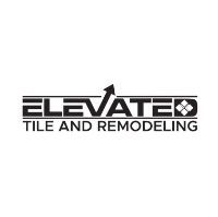 Elevated Tile and Remodeling logo: black text with upward arrow, geometric tile design.