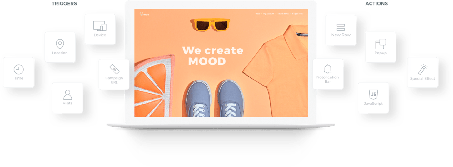 a laptop is open to a page that says we create mood