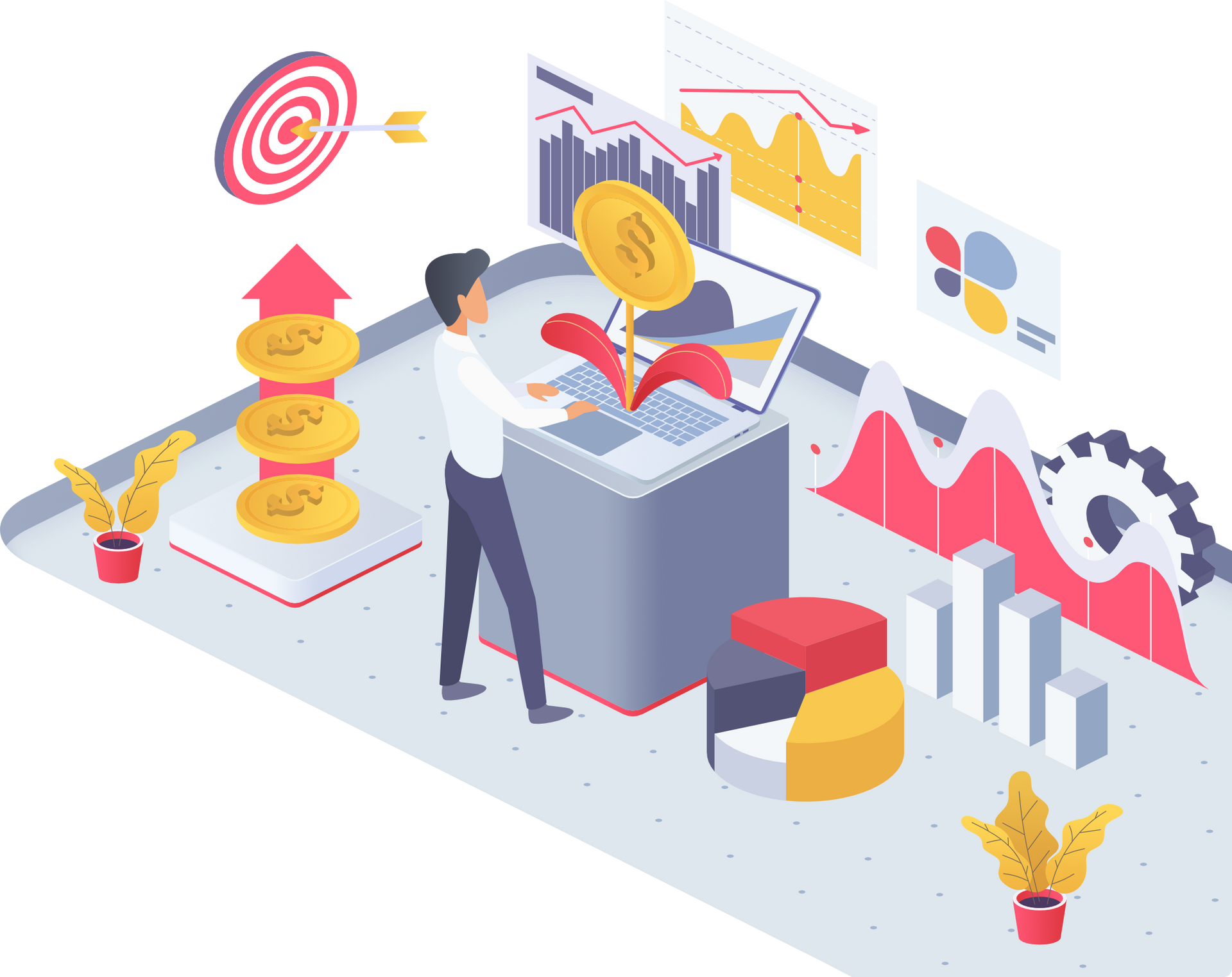 Four people in office meeting, discussing SEO strategies in front of a whiteboard.