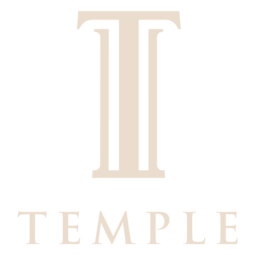 Temple logo in cream