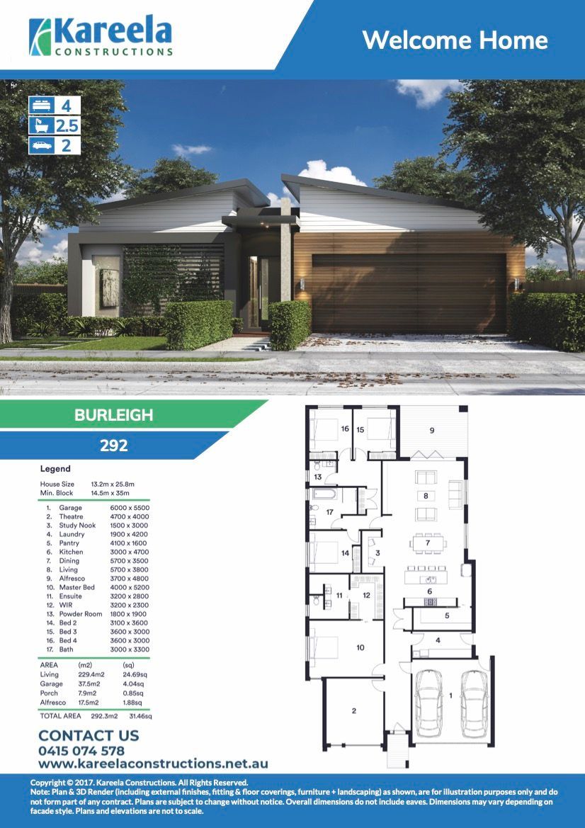 A Brochure for a House With 2 Cars Garage — Kareela Constructions In Hillvue, NSW