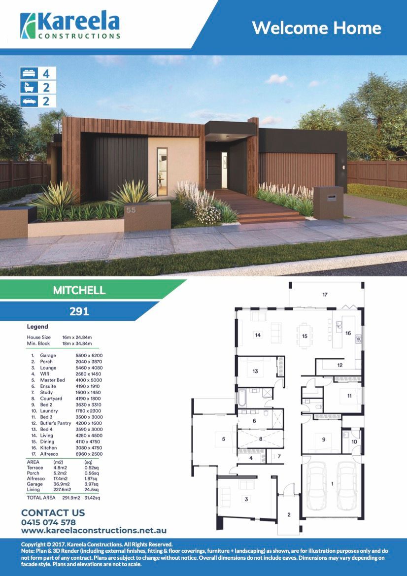 A Floor Plan and Details  for a Modern House — Kareela Constructions In Hillvue, NSW