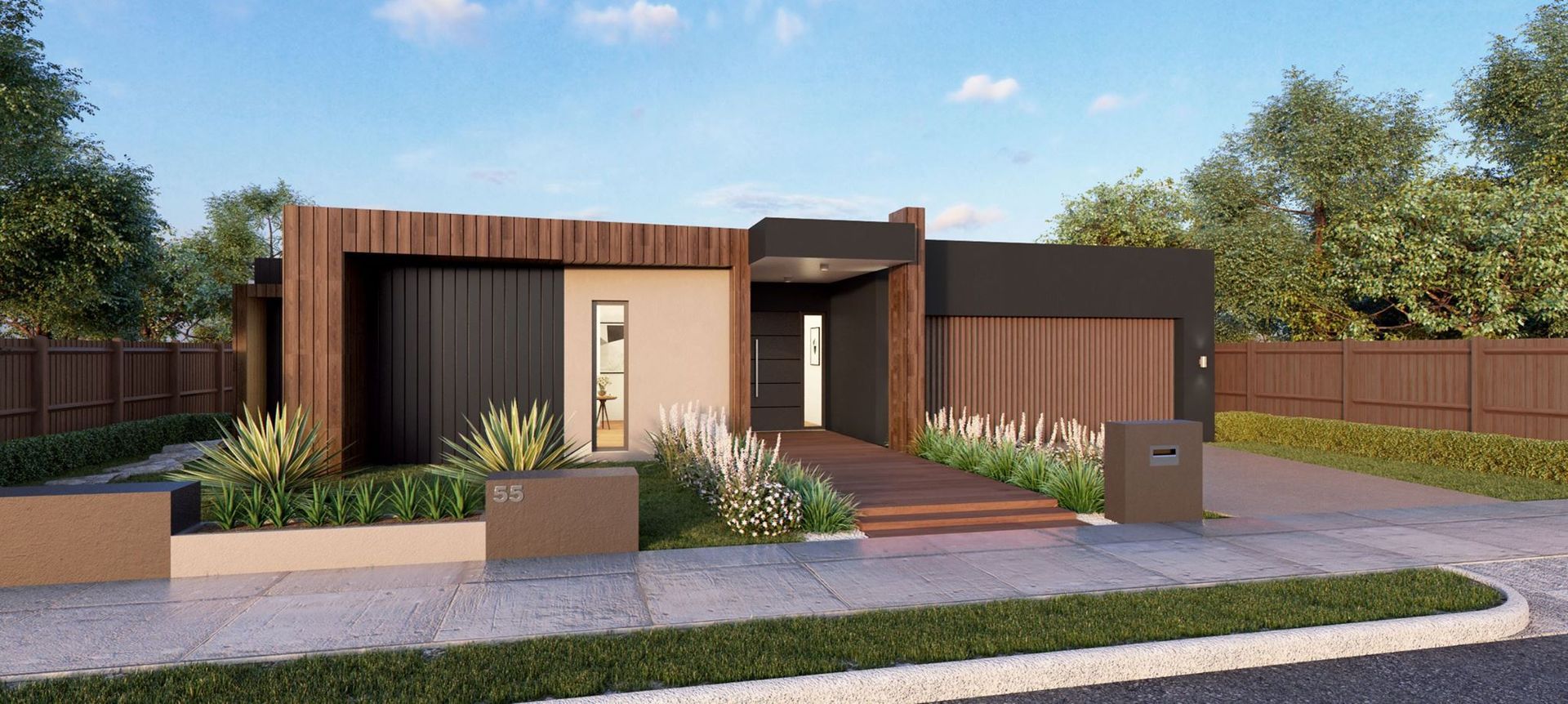 An Artist 's Impression of a Modern House With a Garage and Trees in the Background — Kareela Constructions In Hillvue, NSW