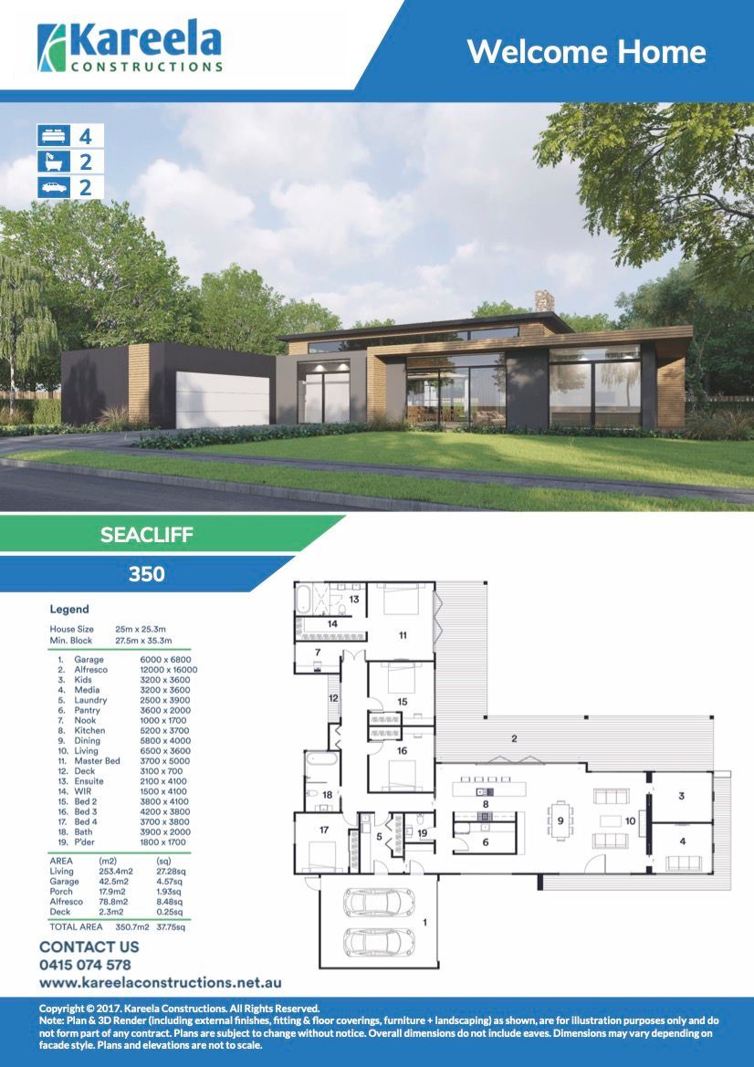 A Brochure for a House With Two Cars Garage and Glass Wall — Kareela Constructions In Hillvue, NSW