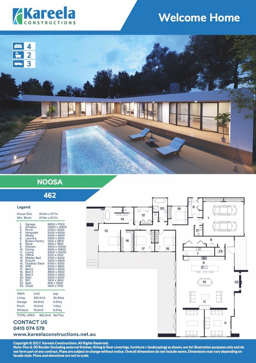 A Floor Plan of a House With a Swimming Pool — Kareela Constructions In Hillvue, NSW
