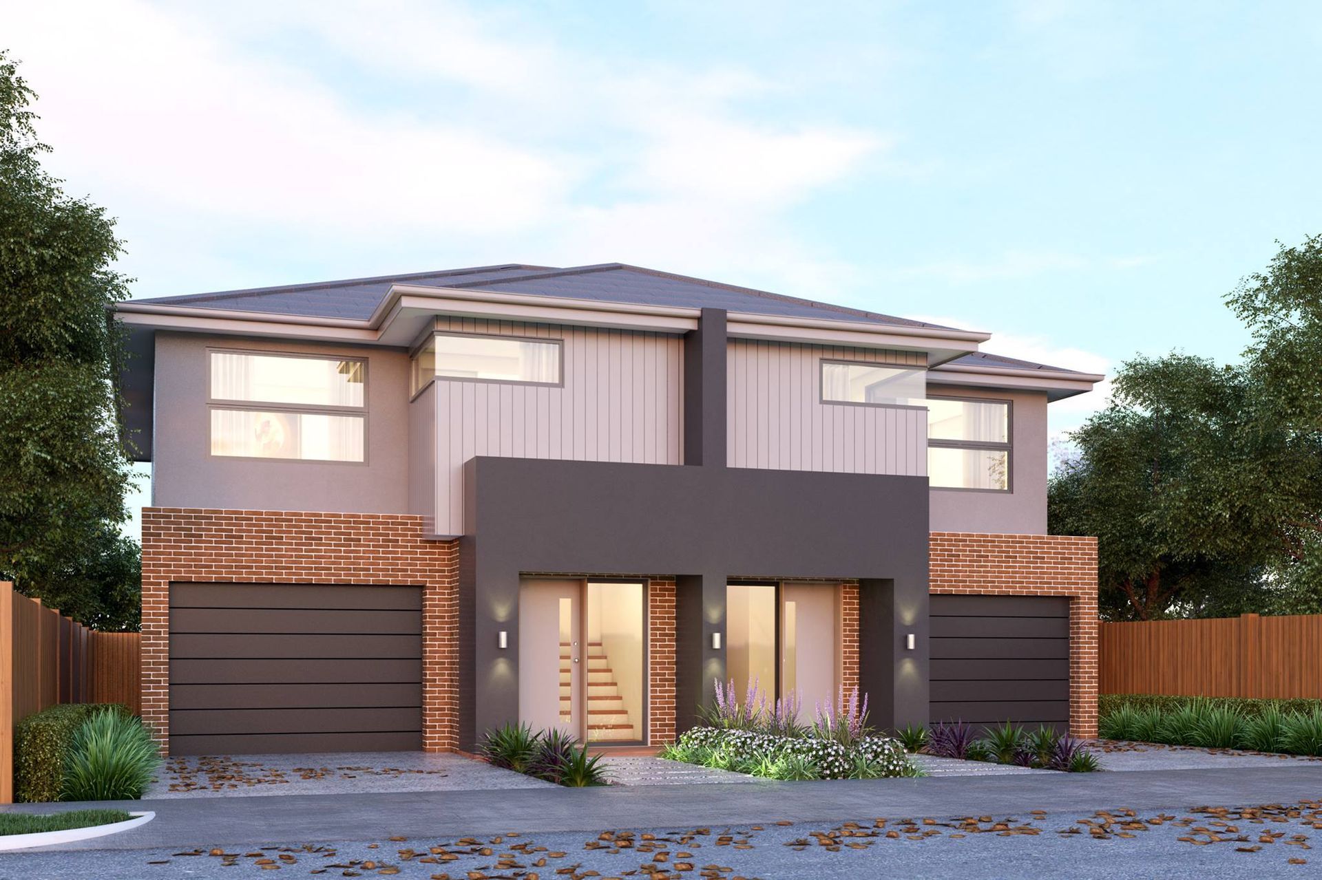 An Artist 's Impression of a Modern House With Two Garages and One Door — Kareela Constructions In Hillvue, NSW