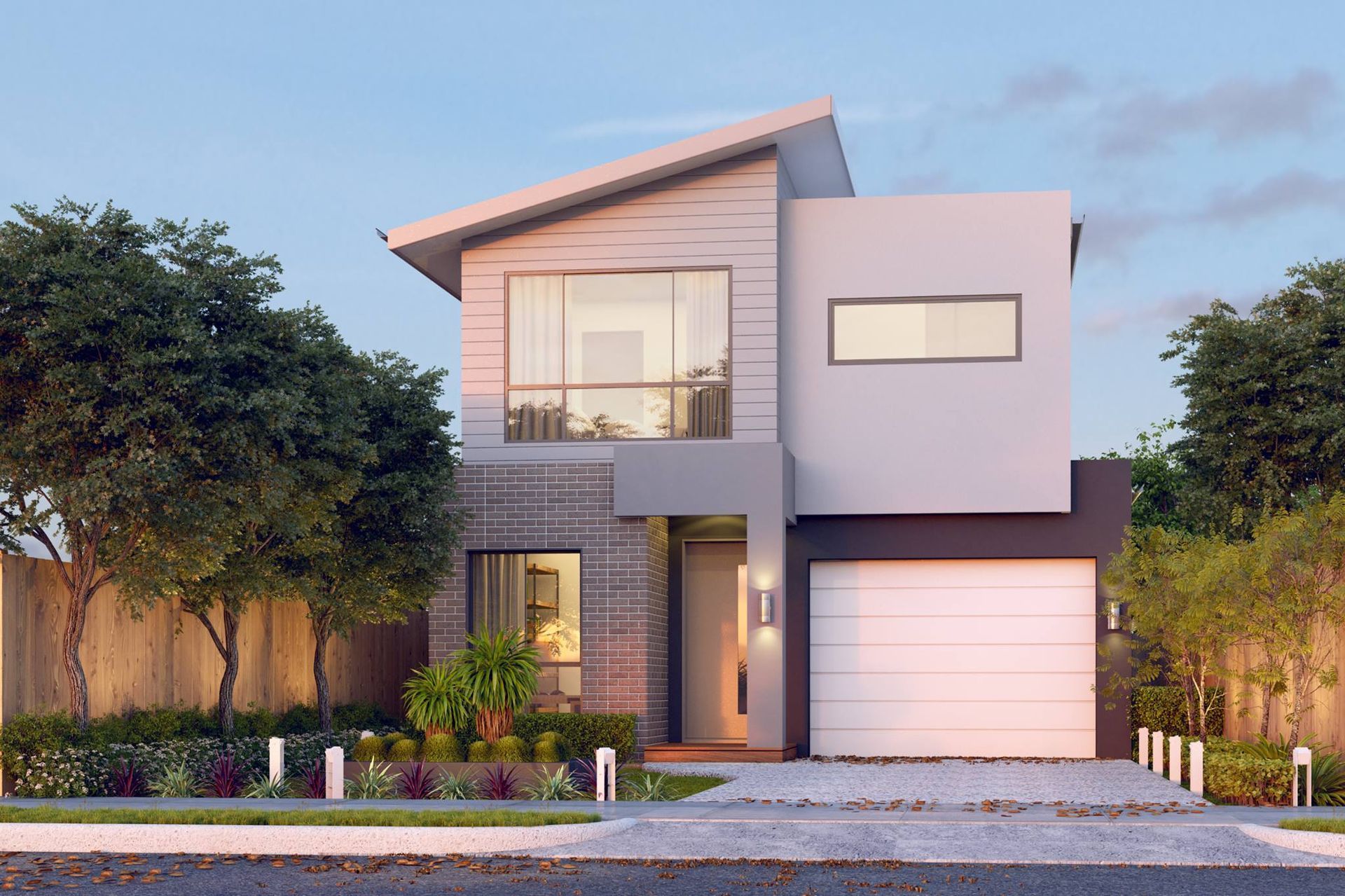 An Artist 's Impression of a Modern House With a White Garage Door — Kareela Constructions In Hillvue, NSW