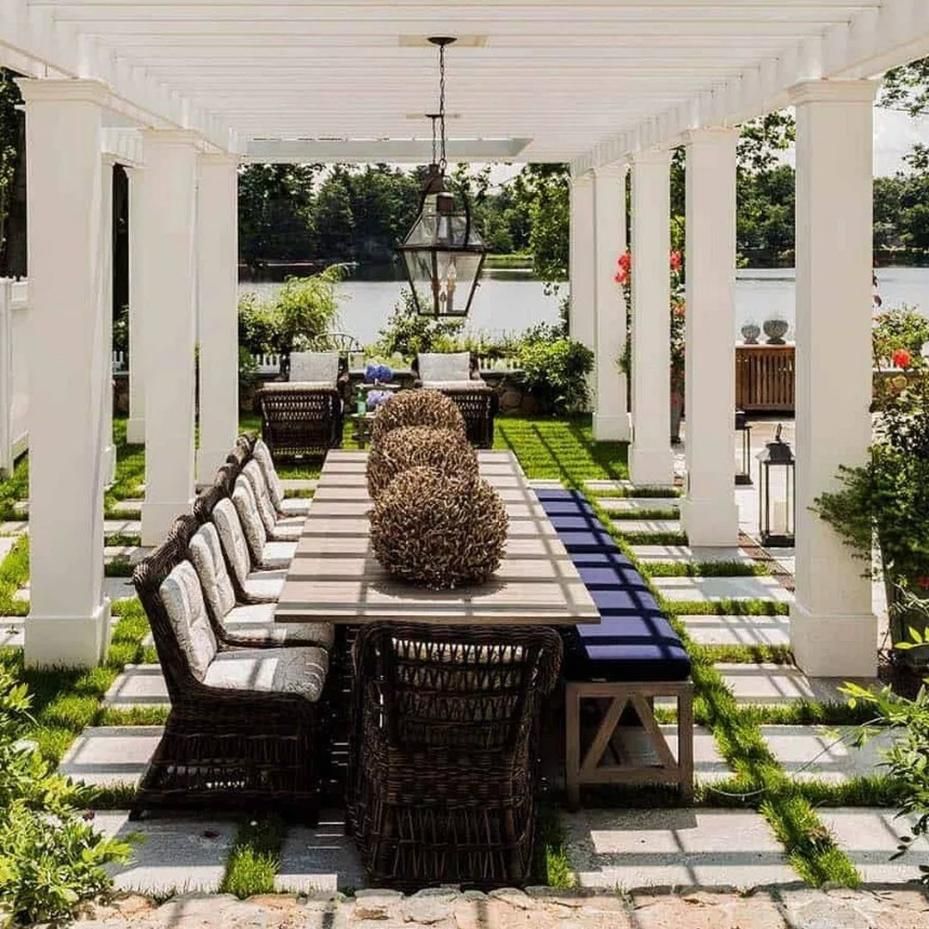 A Long Table and Chairs Under a Pergola — Kareela Constructions In Tamworth, NSW