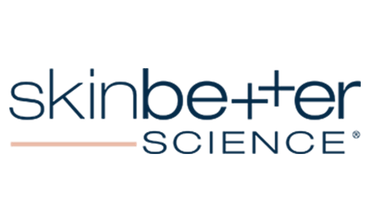 The skin better science logo is a blue and white logo on a white background.