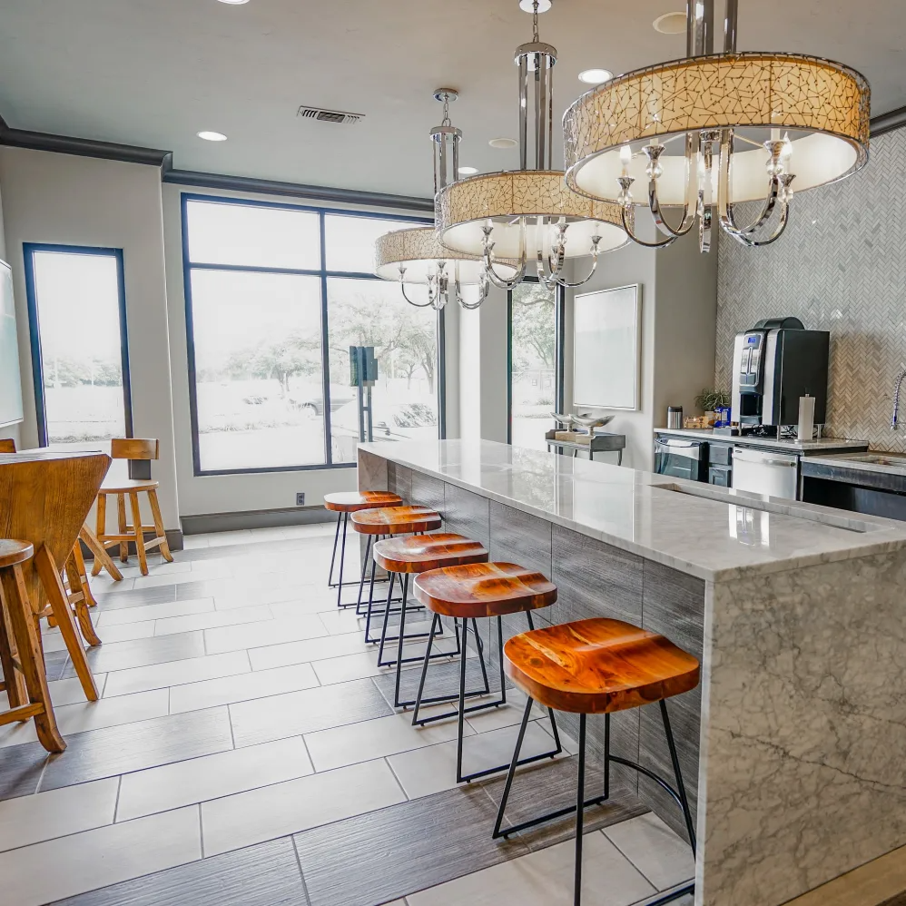 Resident clubhouse with coffee bar |  Beck at Wells Branch