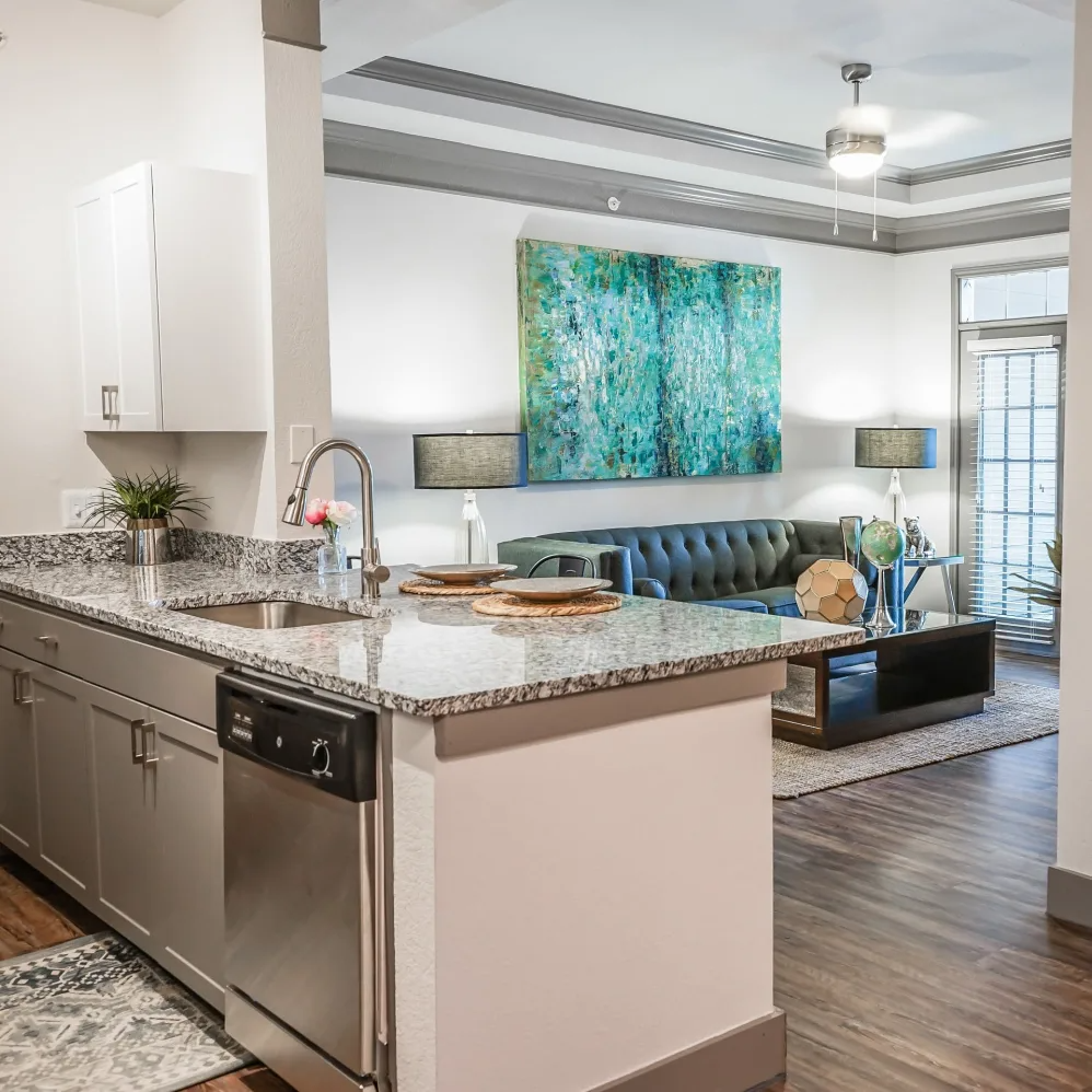 Kitchen with kitchen island |  Beck at Wells Branch