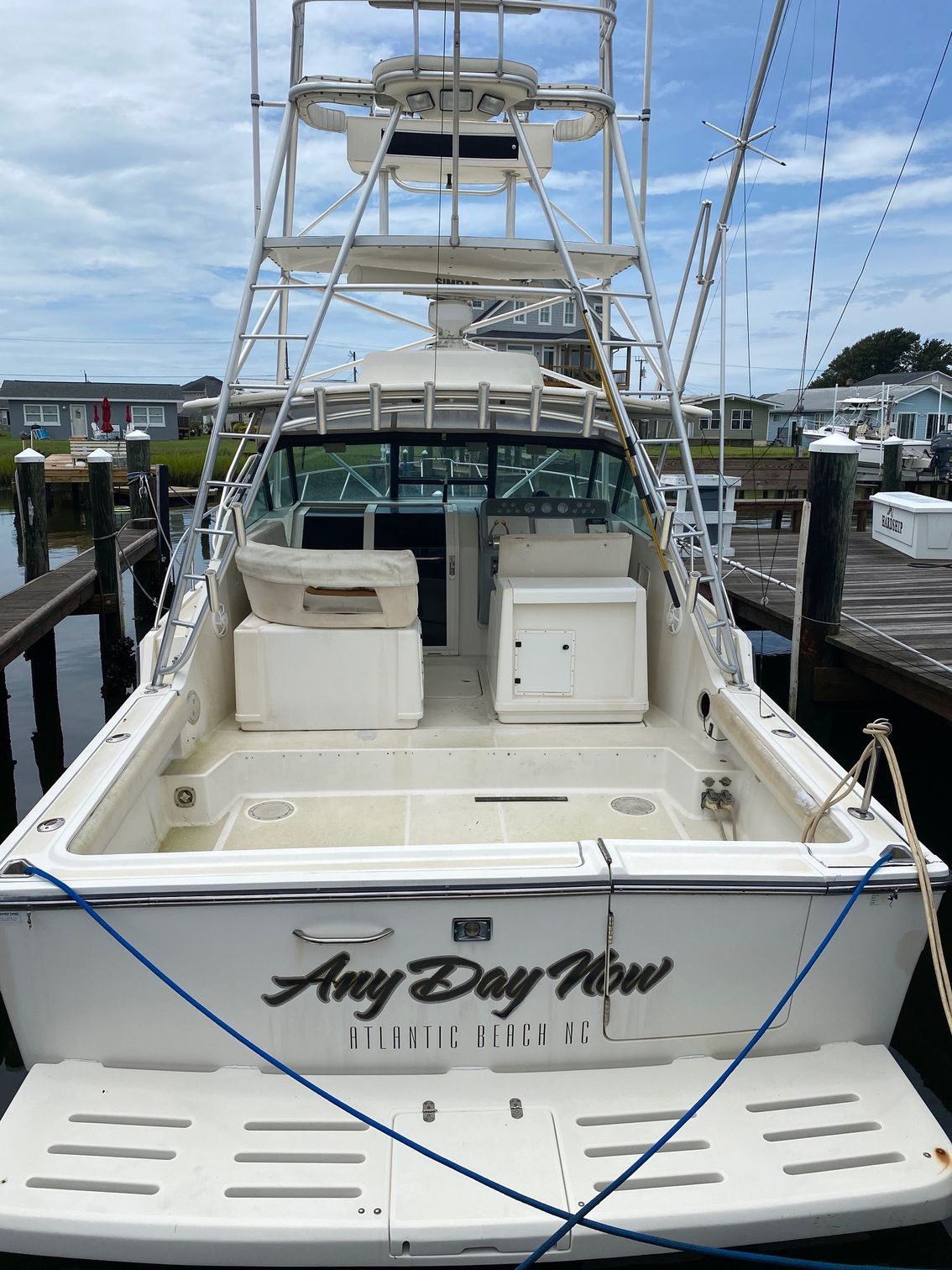 A white sportfishing boat named 