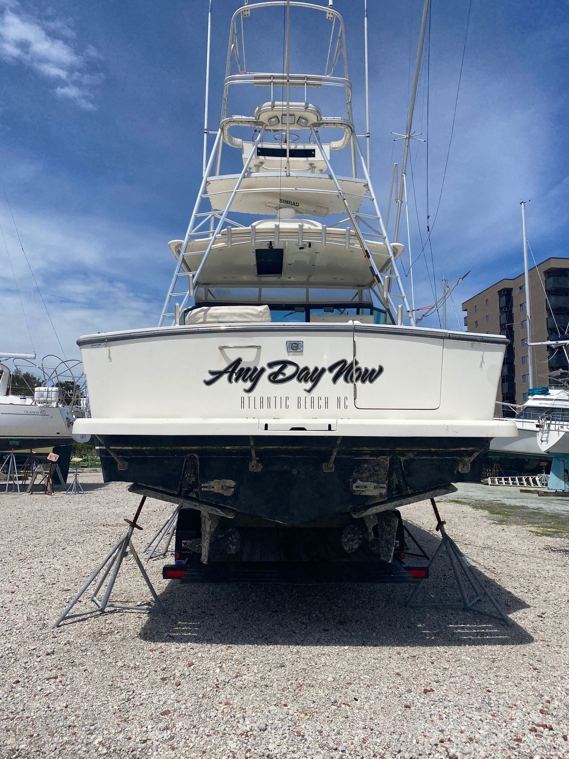A white sportfishing boat named 