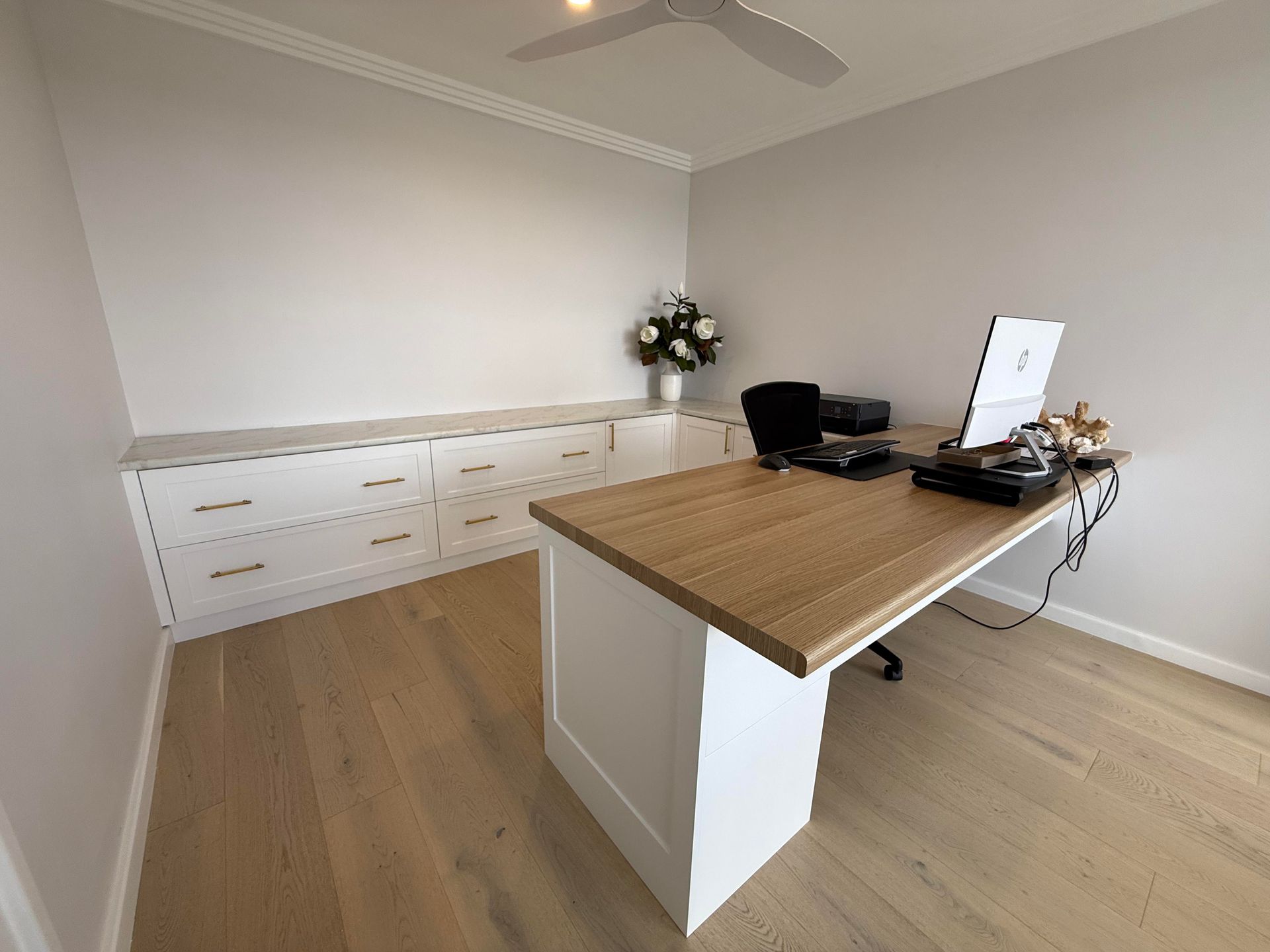 Custom Built In Office Desk, With Drawers. Perth WA