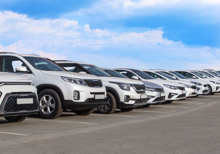 A Row of White Cars Are Parked in a Parking Lot — N & R Automotive Group in Bundaberg East, QLD