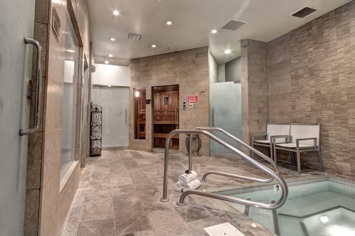 There is a swimming pool in the middle of the room.