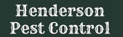 The logo for henderson pest control is white on a black background.