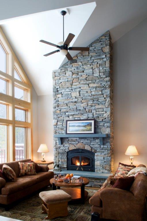 Bear Path Condominiums Interior Stone Fire Place Finished Construction