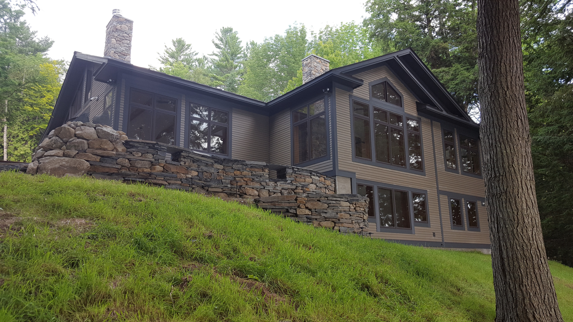 Harveys Lake Residence Stone Wall Exterior Kingdom Construction Inc
