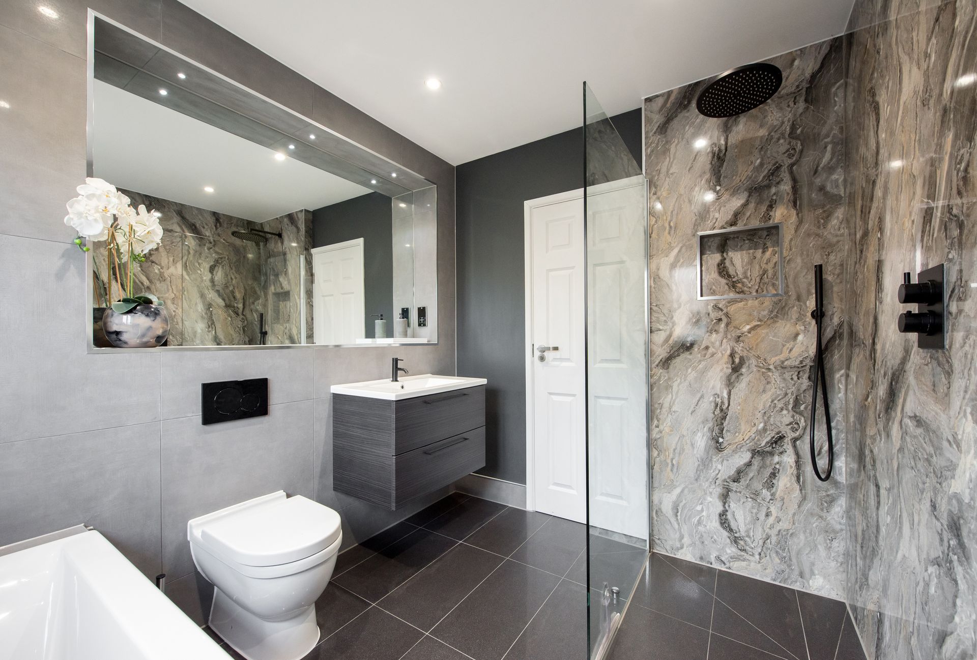 Modern grey bathroom - Mendon, MA | American Bath Works