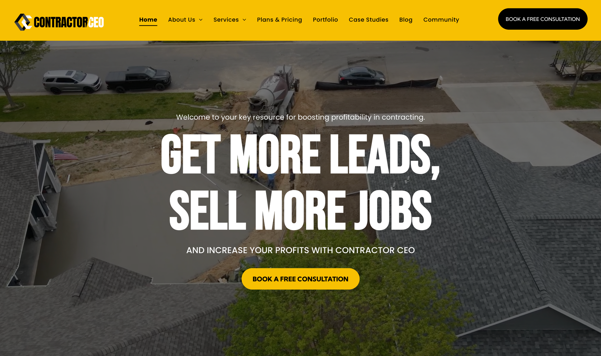 A screenshot of a website that says get more leads sell more jobs