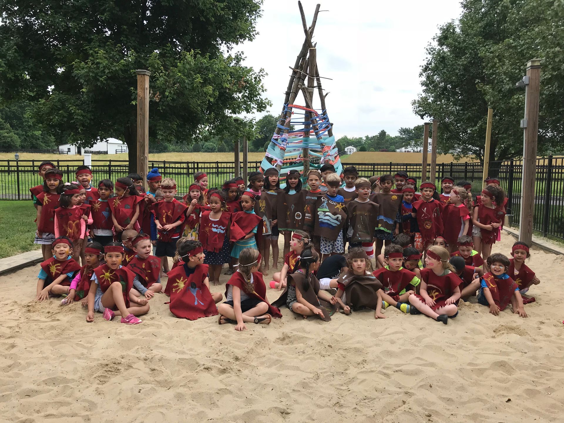 Kids Dressed Like Native Americans To  Celebrate Native American Culture At Marlboro Country Day Camp in Morganville NJ