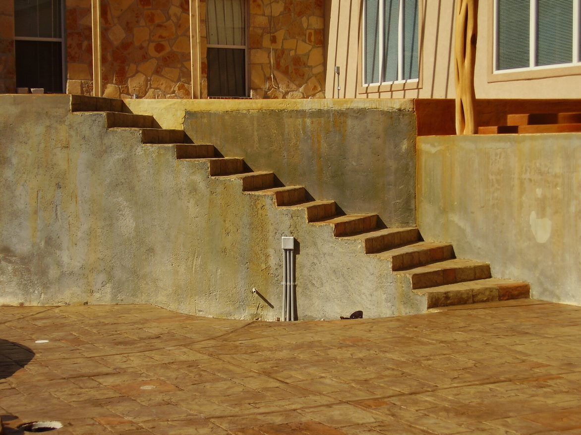 A set of stairs leading up to a house