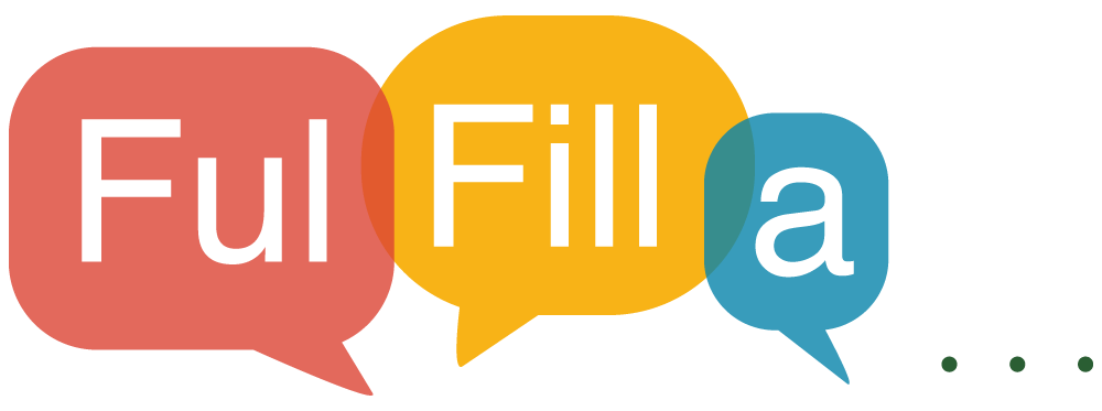 A logo for a company called fulfill a with three speech bubbles.