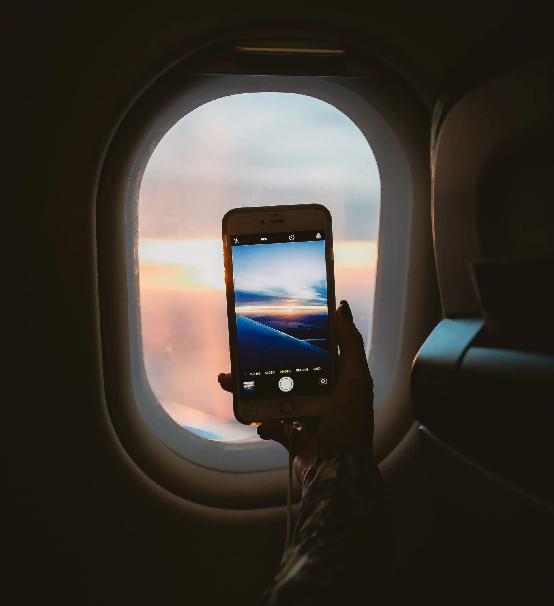 Taking a picture out the plane window