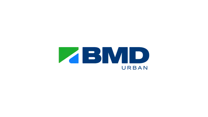 BMD Urban logo in blue and green on a white background