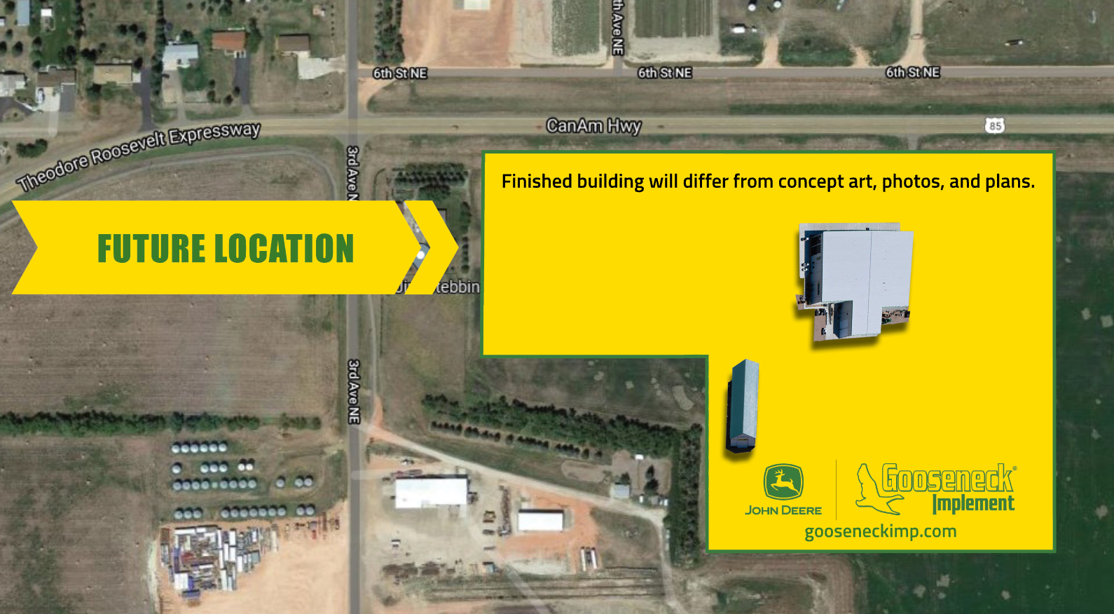 Location map of the new Bowman, North Dakota location of Goosneck Implement