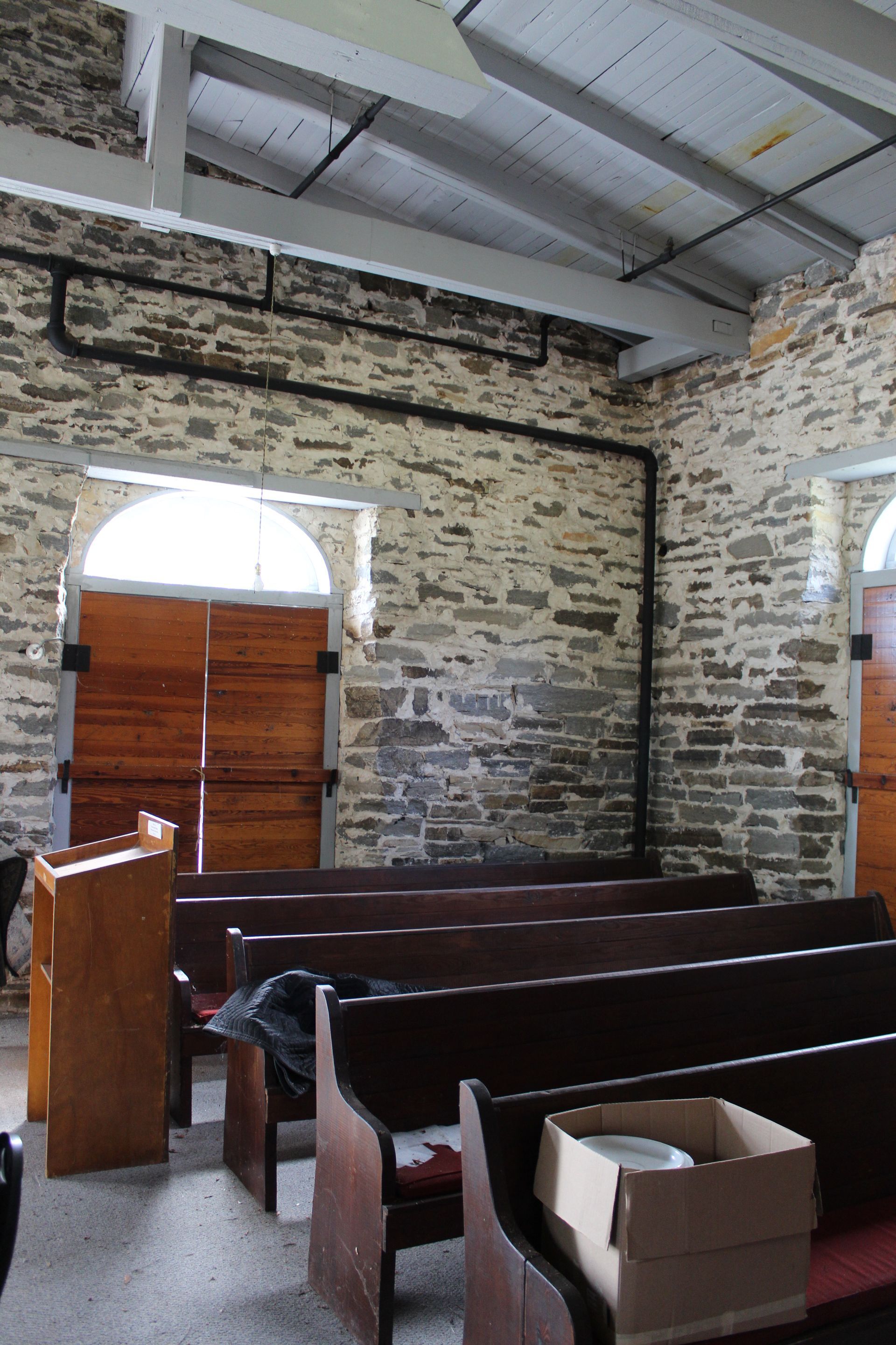 The modernized interior of the Boiler room, showing finished ceiling