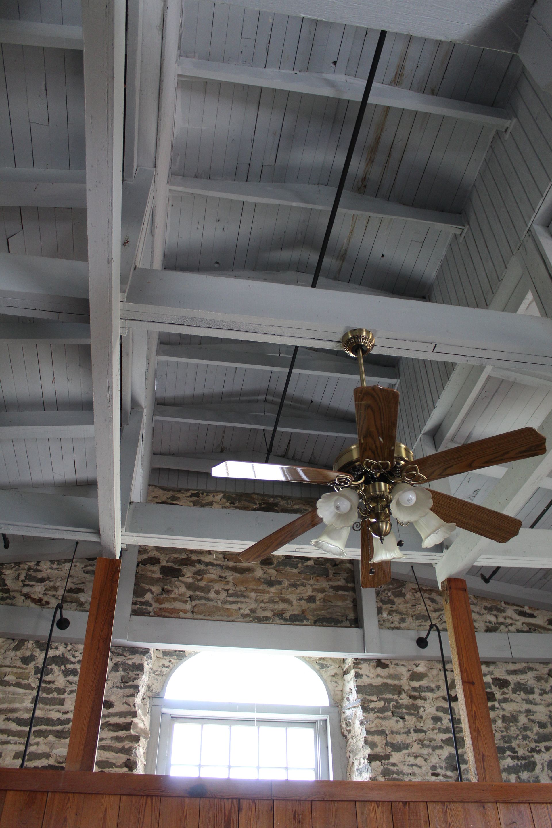 Finished interior ceiling of Tallassee's historic boiler room