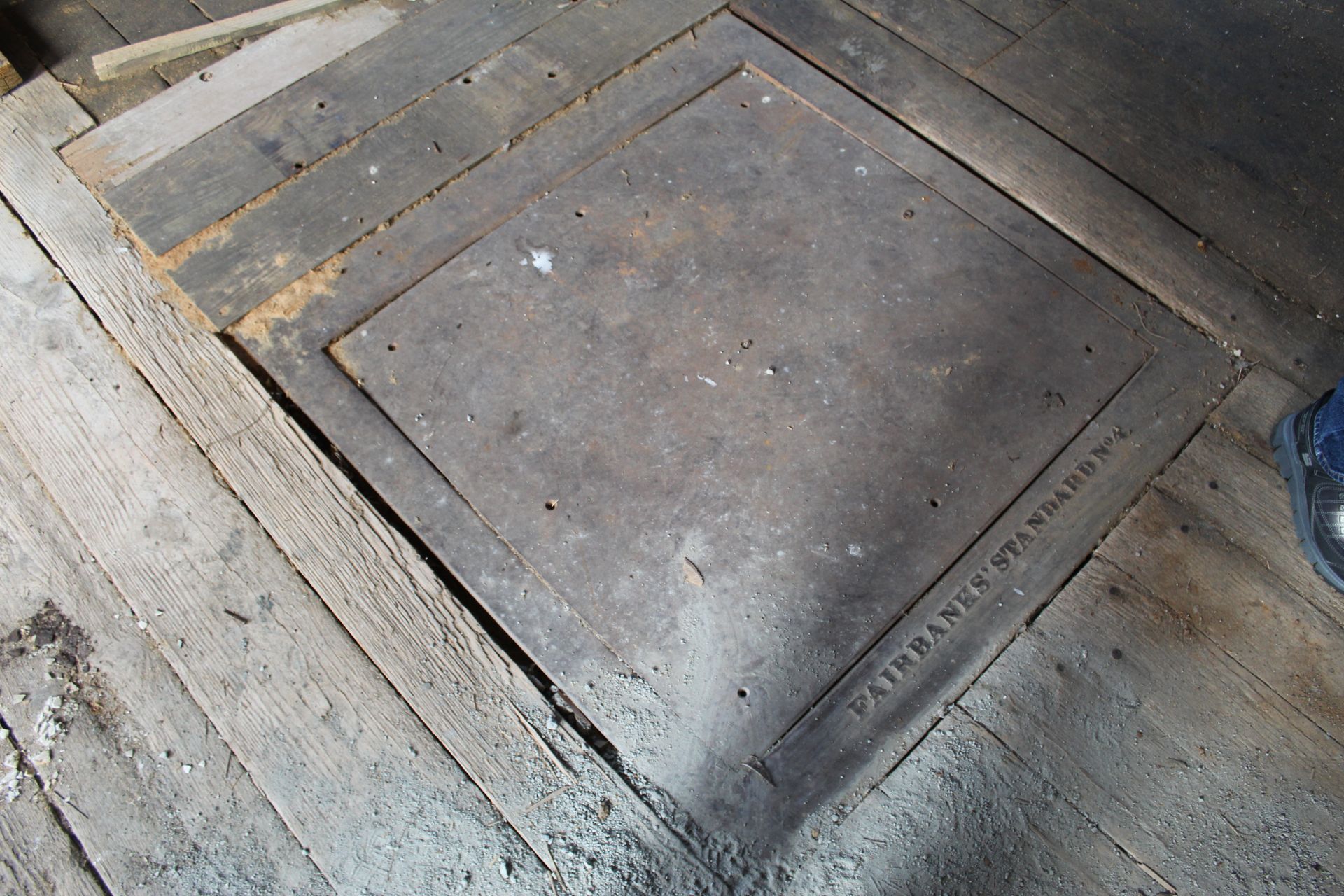 A cotton scale, still firmly installed in the Tallassee Armory