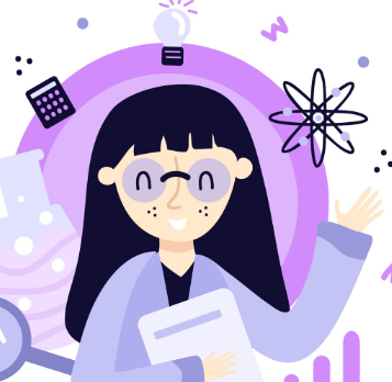 Científico sonriente con gafas, bata de laboratorio