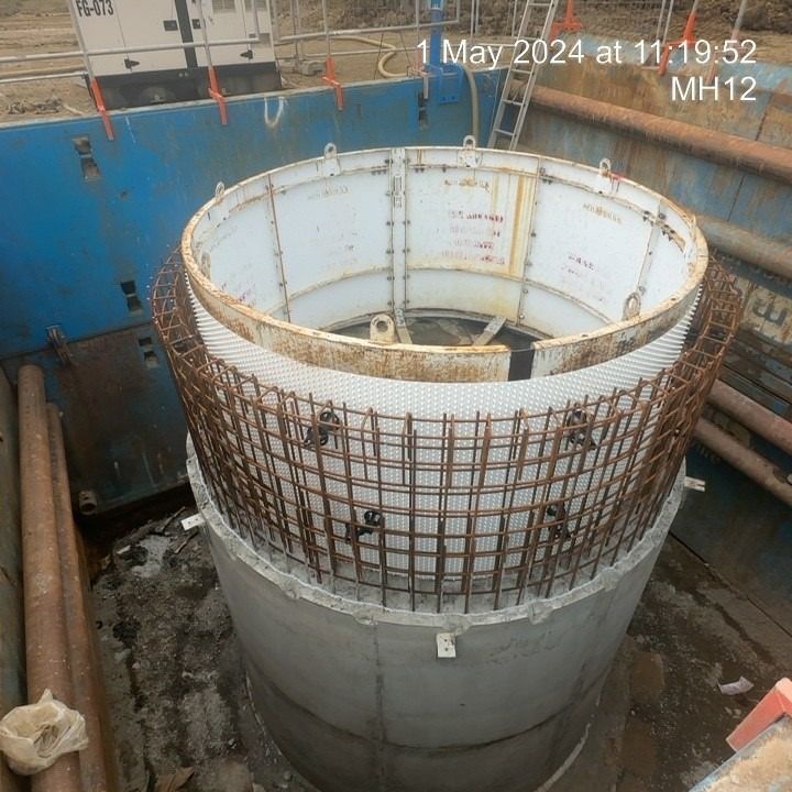 A large concrete cylinder is being built on may 1st 2024