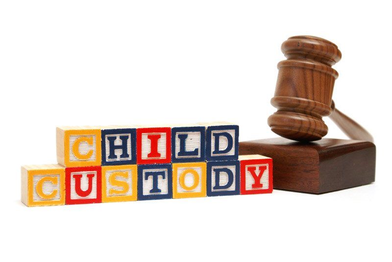 Child Custody letter blocks and gavel