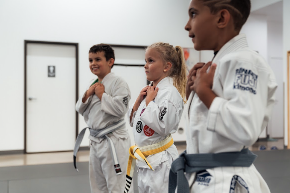 Students practice Jiu-Jitsu drills at Academy of Jiu-Jitsu Scottsdale in Scottsdale, AZ.